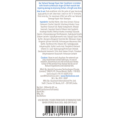 The Moms Co KA+ Hair System Natural Damaged Repair Conditioner - Nourishes & Repair Dry, Damaged Hair, 200 ml  