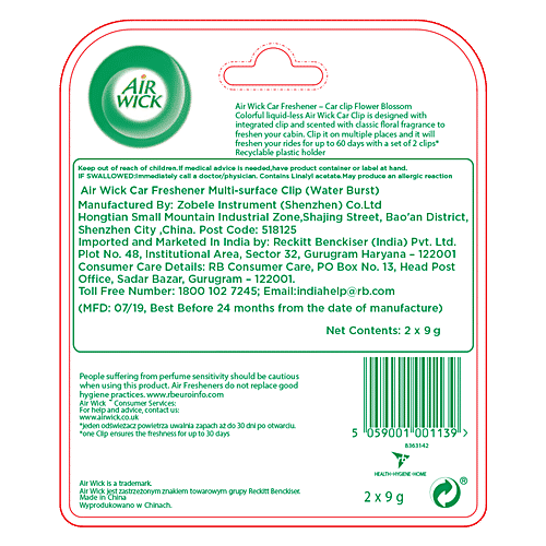 Buy Air wick Car Freshener Multisurface Clip, Water Burst Online at