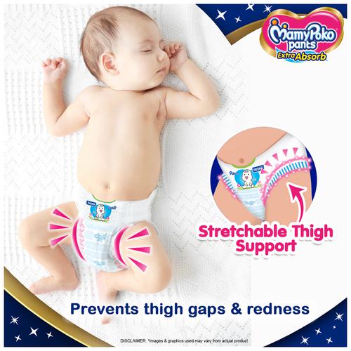 Mamypoko Pants Extra Absorb Diapers - Prevents Leakage, New Born, 58 pcs  