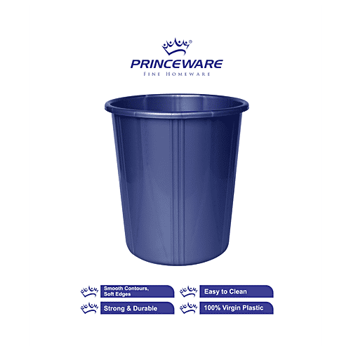 Princeware Plastic Dustbin / Garbage Bin without Lid - Blue Colour, 12 L  Strong