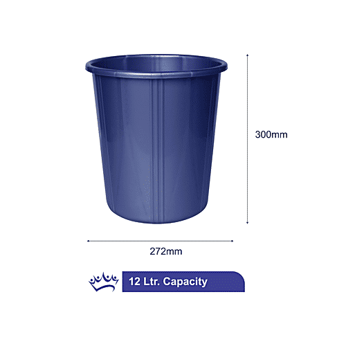 Princeware Plastic Dustbin / Garbage Bin without Lid - Blue Colour, 12 L  Strong