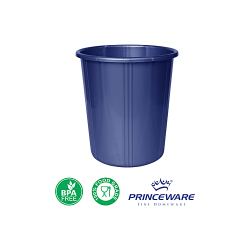 Princeware Plastic Dustbin / Garbage Bin without Lid - Blue Colour, 12 L  Strong