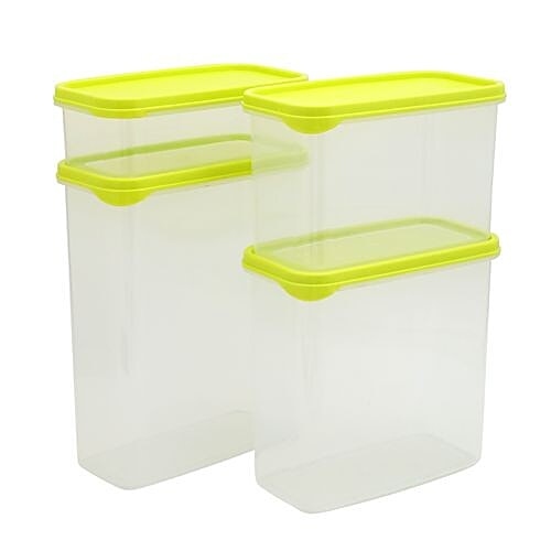 Mastercook Storage Container Set - Green, Plastic, Plain, Rectangular, 4 pcs  Microwave Safe