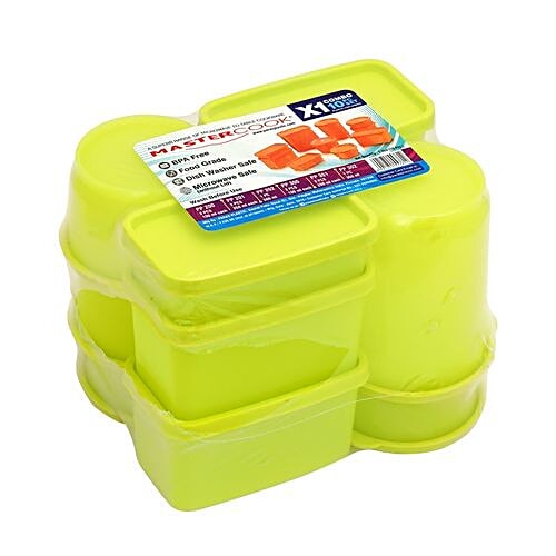 Mastercook Plastic Container Set - Green, 10 pcs  