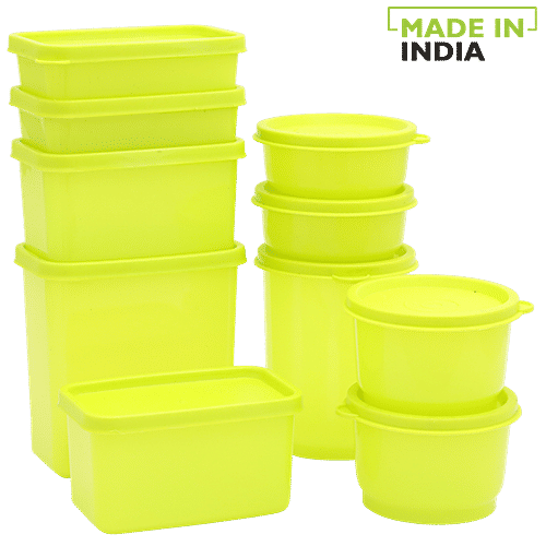 Mastercook Plastic Container Set - Green, 10 pcs  