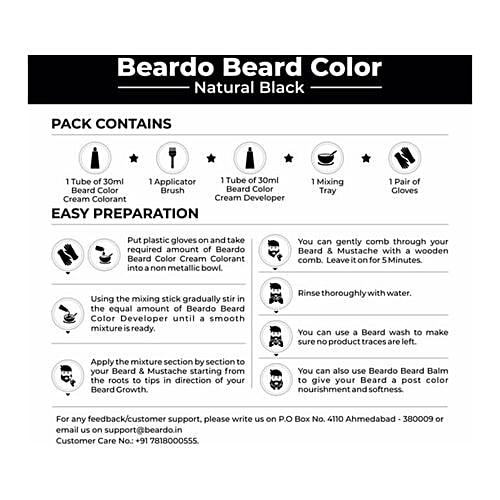 Beardo Beard Colour For Men - Natural Black, 30 g  