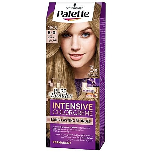 Schwarzkopf Palette Intensive Colour Cream Long Lasting Blondes 8-0, 110 ml Light Blonde 100% Grey Coverage