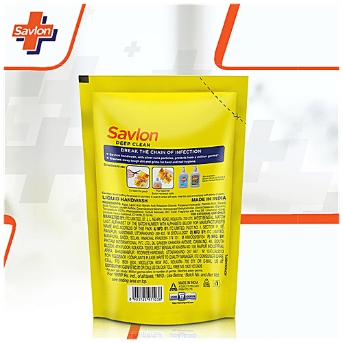 Savlon Deep Clean Germ Protection Liquid Handwash Refill Pouch, 175 ml  