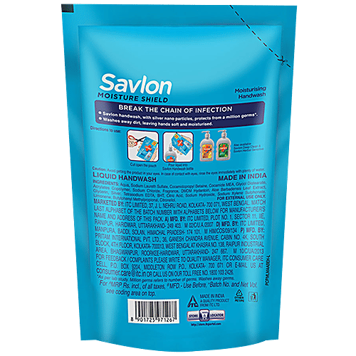 Savlon Moisture Shield Germ Protection Liquid Handwash - Refill Pouch, 175 ml  