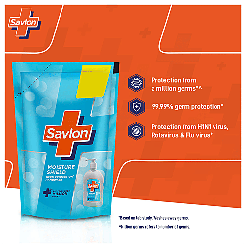Savlon Moisture Shield Germ Protection Liquid Handwash - Refill Pouch, 175 ml  