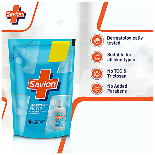 Savlon Moisture Shield Germ Protection Liquid Handwash - Refill Pouch, 175 ml  