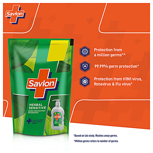 Savlon Herbal Sensitive pH Balanced Liquid Handwash - Refill Pouch, 175 ml  