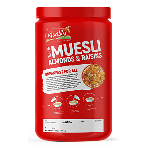 Buy Kwality Muesli Crunchy Almond, Raisins & Honey High Iron & Protein Online at Best Price of