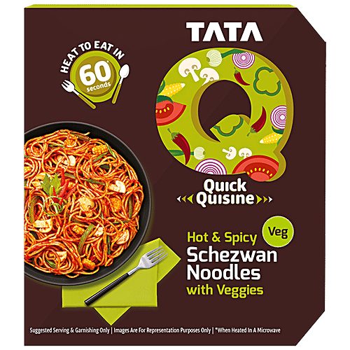 TATA Q Ready To Eat Hot & Spicy Schezwan Noodles With Veggies - High Quality Ingredients, 290 g Quick Quisine