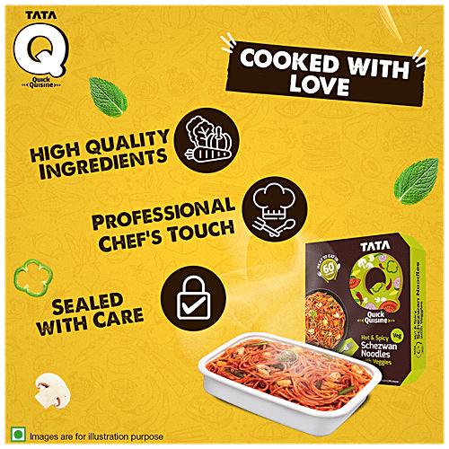 TATA Q Ready To Eat Hot & Spicy Schezwan Noodles With Veggies - High Quality Ingredients, 290 g Quick Quisine
