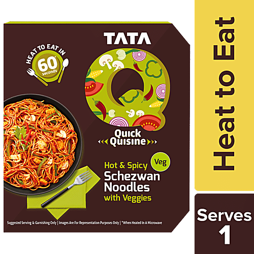 TATA Q Ready To Eat Hot & Spicy Schezwan Noodles With Veggies - High Quality Ingredients, 290 g Quick Quisine