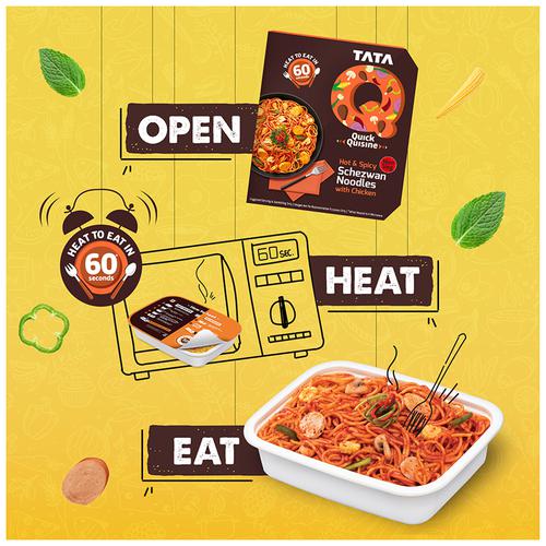 TATA Q Heat To Eat - Hot & Spicy Schezwan Noodles With Chicken, 305 g  