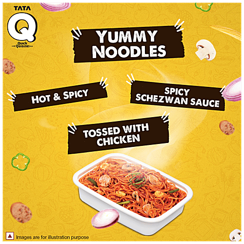 TATA Q Ready To Eat Hot & Spicy Schezwan Noodles With Chicken - High Quality Ingredients, 305 g Quick Quisine