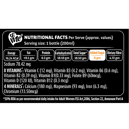 &Me Happy Period Mango Mixed Fruit Women Nutrition Drink For Periods Bloating Cramps Energy, 200 ml No Preservatives