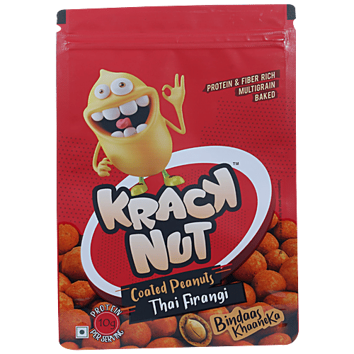Kracknut Coated Peanuts - Thai Firangi, 25 g Pouch Protein & Fibre Rich, Multigrain Baked