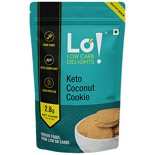 LO! Keto Coconut Cookies - No Added Sugar, High Protein, Low Carb Healthy Snack, 200 g Pouch 