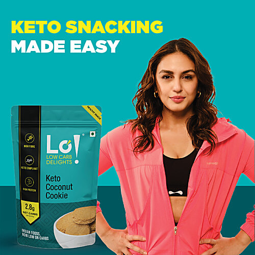 LO! Keto Coconut Cookies - No Added Sugar, High Protein, Low Carb Healthy Snack, 200 g Pouch 