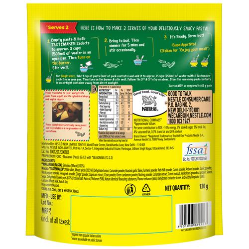 MAGGI  Pazzta Masala Penne Family Saver Pack - Made With 100% Suji Rawa, Cooks In 5 Min, 130 g Pouch 