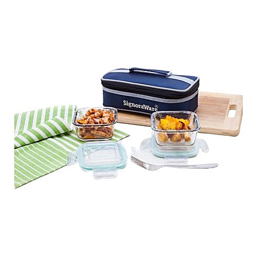 Buy Signoraware Midday Square Borosilicate Glass Lunch Box/Tiffin Box Online at Best Price of Rs