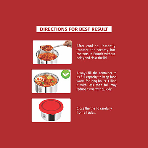 NanoNine Lunch Box/Tiffin Stainless Steel - Small Plus, Brunch, 1 pc Leakproof