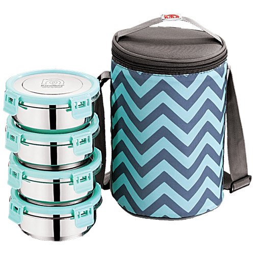 Buy NanoNine Lunch Box/Tiffin Set Stainless Steel With Steel Lid & Bag