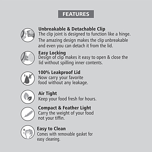 NanoNine Steel Lunch/Tiffin Box Set With Bag - Clip Lock, 260 ml Set of 3 Leakproof