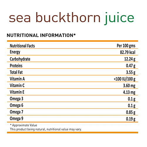 Nutriorg Seabuckthorn Juice, 500 ml  Enrich with Omega's 3,6,9 & Rare 7