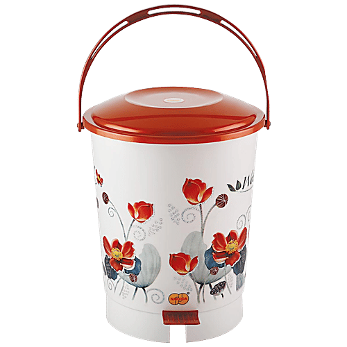 Nakoda Swachh Printed Pedal Plastic Dustbin / Garbage Bin - Assorted Colour, 7 L  