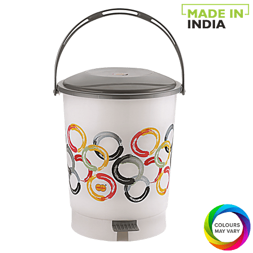 Nakoda Swachh Printed Pedal Plastic Dustbin / Garbage Bin - Assorted Colour, 7 L  