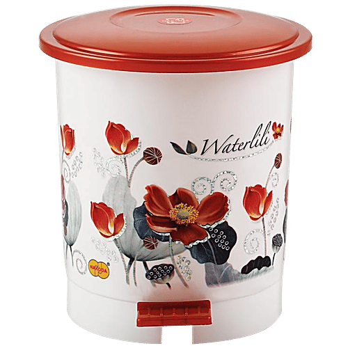 Nakoda Swachh Plastic Printed Pedal Dustbin / Garbage Bin - Assorted Colour, 11 L  