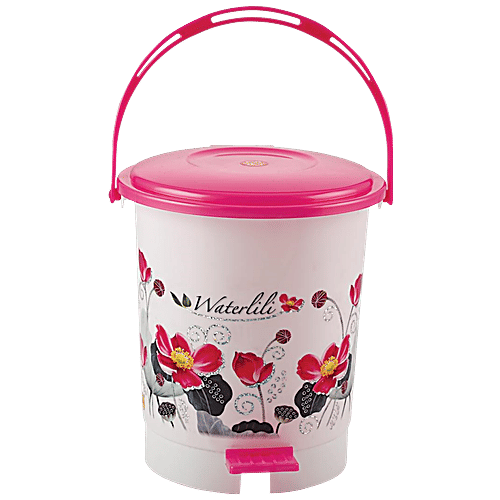 Nakoda Swachh Plastic Printed Pedal Dustbin / Garbage Bin - Assorted Colour, 11 L  