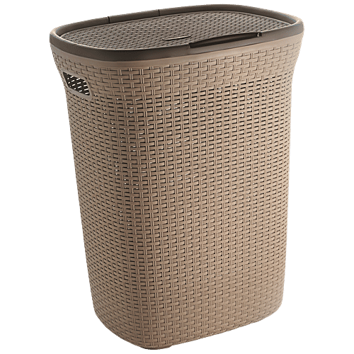 Buy Nakoda Paradise Plastic Laundry Basket With Lid Assorted Colour