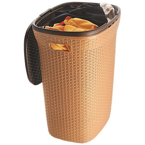 Buy Nakoda Paradise Plastic Laundry Basket With Lid Assorted Colour