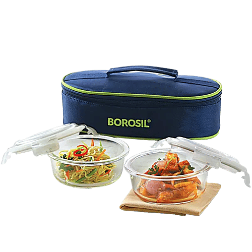 Buy Borosil Lunch Box/Tiffin Box Borosilicate Glass, Round, High Quality, Sturdy Online at