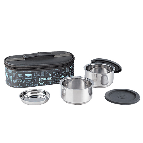 Buy Borosil Carry Fresh Stainless Steel Lunch Box/Tiffin Box Insulated Set Blue Online at Best