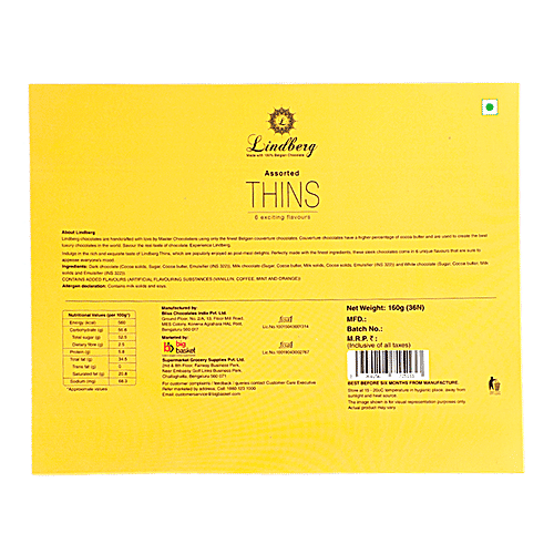 Lindberg Chocolate Thins - Assorted, 160 g (36 pcs x 4.5 g each) 