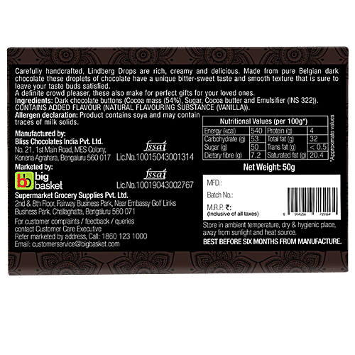 Lindberg Drops - Dark Chocolate, 50 g  