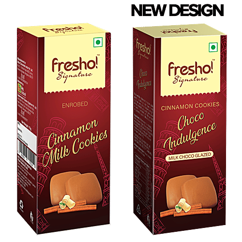 fresho! Signature Cinnamon Choco Indulgence Milk Choco Glazed Cookies, 75 g  