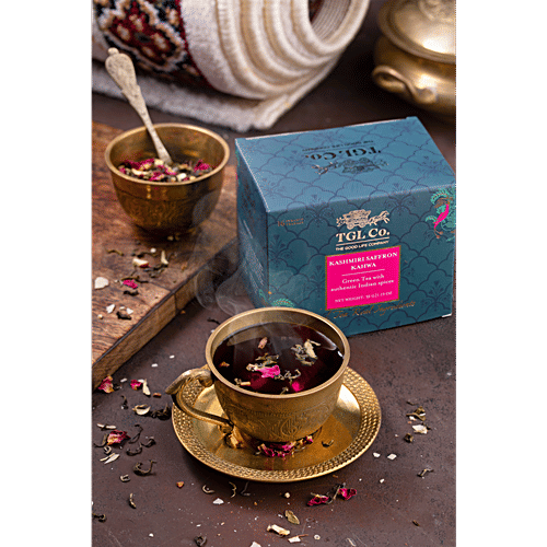 TGL Co. Kashmiri Saffron Kahwa Tea, 32 g (16 Bags x 2 g Each) Zero Fat