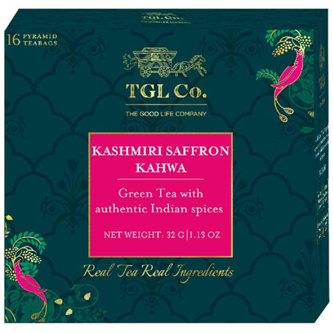 TGL Co. Kashmiri Kahwa Green Tea Bag - Detox Tea Desi Kahwa, 32 g (16 Bags x 2 g each)