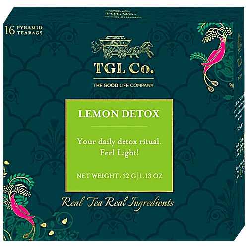 TGL Co. Lemon Detox Green Tea, 32 g (16 Bags x 2 g Each) Zero Fat