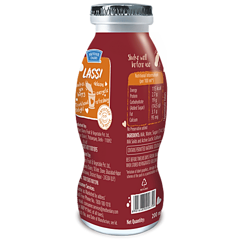 mother dairy Mishti Doi Lassi, 200 ml Bottle 