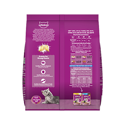 Whiskas Mother Cat & Kitten Dry Food - Ocean Fish Flavour, 2 - 12 Months, 3 kg  Complete & Balanced Nutrition, Goodness Of Mother'S Milk, Healthy Brain Development