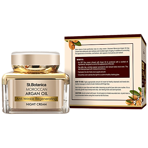 StBotanica Moroccan Argan Oil Anti Wrinkle Regenerating Night Cream - Intense Nourishing & Renewal Overnight Regeneration, 50 g  No Silicone & No Paraben