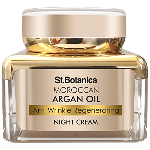 StBotanica Moroccan Argan Oil Anti Wrinkle Regenerating Night Cream - Intense Nourishing & Renewal Overnight Regeneration, 50 g  No Silicone & No Paraben
